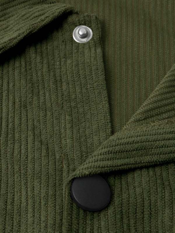 Stylish Men's Corduroy Button-Down Shirt with Multi-Pockets for Ultimate Casual Comfort - MENLL