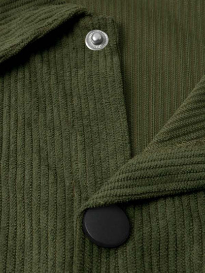 Stylish Men's Corduroy Button-Down Shirt with Multi-Pockets for Ultimate Casual Comfort - MENLL