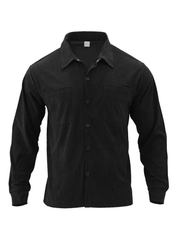 Stylish Men's Corduroy Button-Down Shirt with Multi-Pockets for Ultimate Casual Comfort - MENLL
