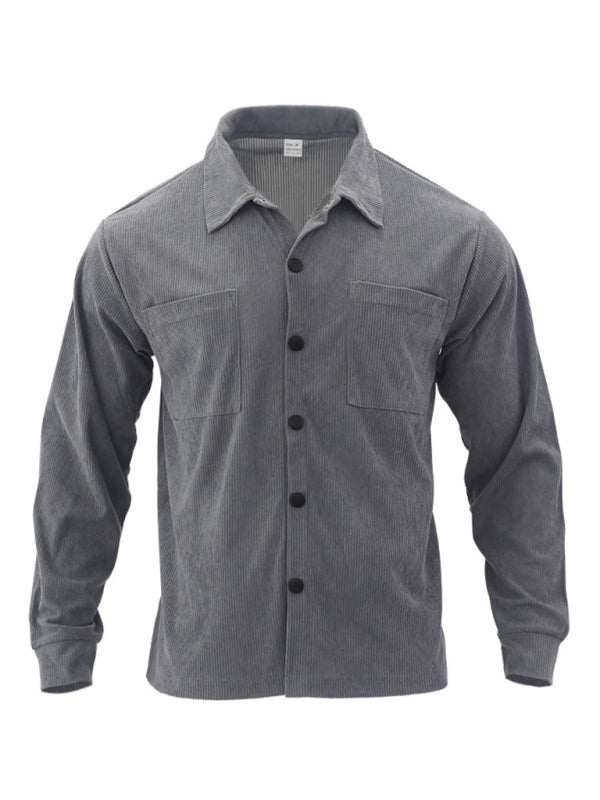 Stylish Men's Corduroy Button-Down Shirt with Multi-Pockets for Ultimate Casual Comfort - MENLL