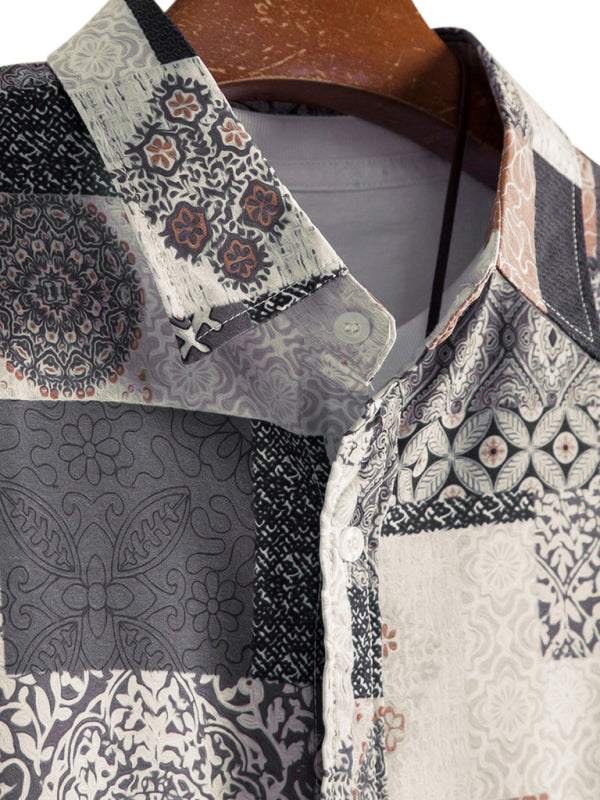 Retro Paisley Paradise: Men's Short Sleeve Vacation Shirt - MENLL