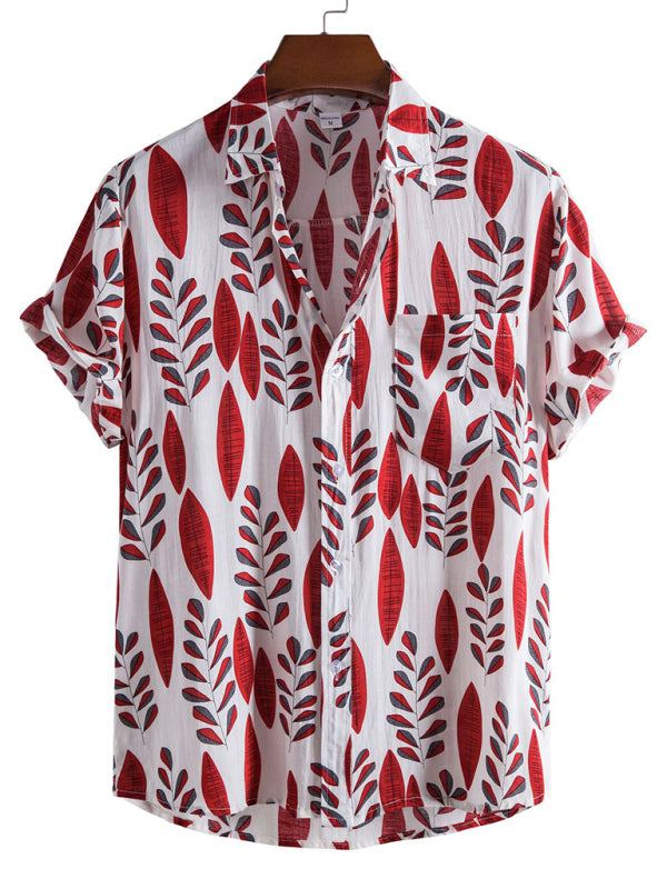 Vibrant Floral Paradise: Men's Casual Short Sleeve Summer Shirt - MENLL