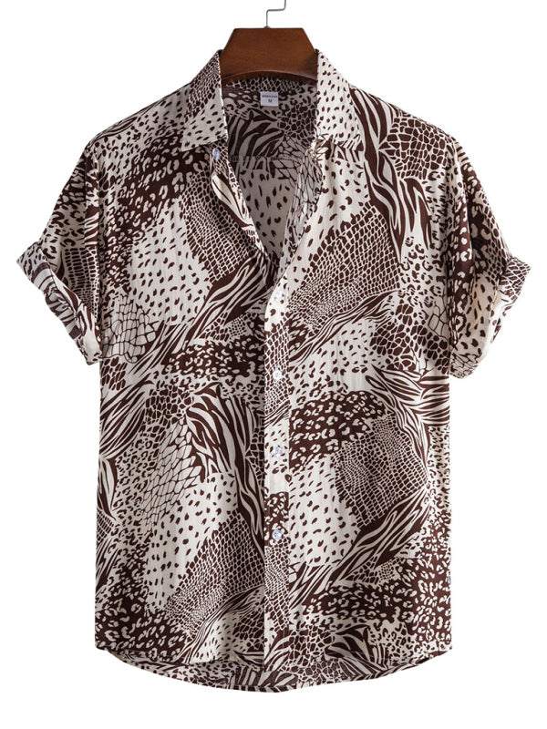 Vibrant Floral Paradise: Men's Casual Short Sleeve Summer Shirt - MENLL