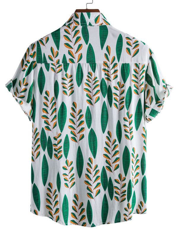 Vibrant Floral Paradise: Men's Casual Short Sleeve Summer Shirt - MENLL