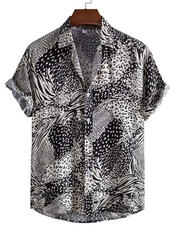 Vibrant Floral Paradise: Men's Casual Short Sleeve Summer Shirt - MENLL