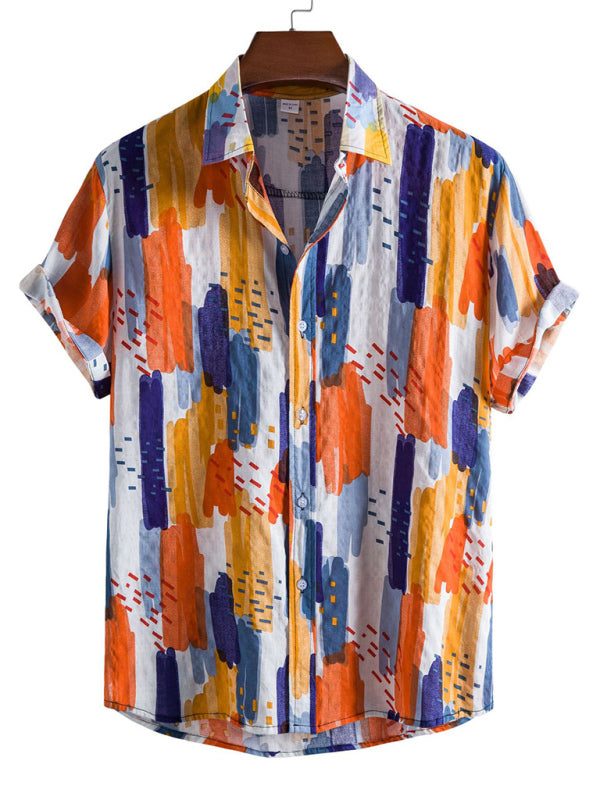 Vibrant Floral Paradise: Men's Casual Short Sleeve Summer Shirt - MENLL