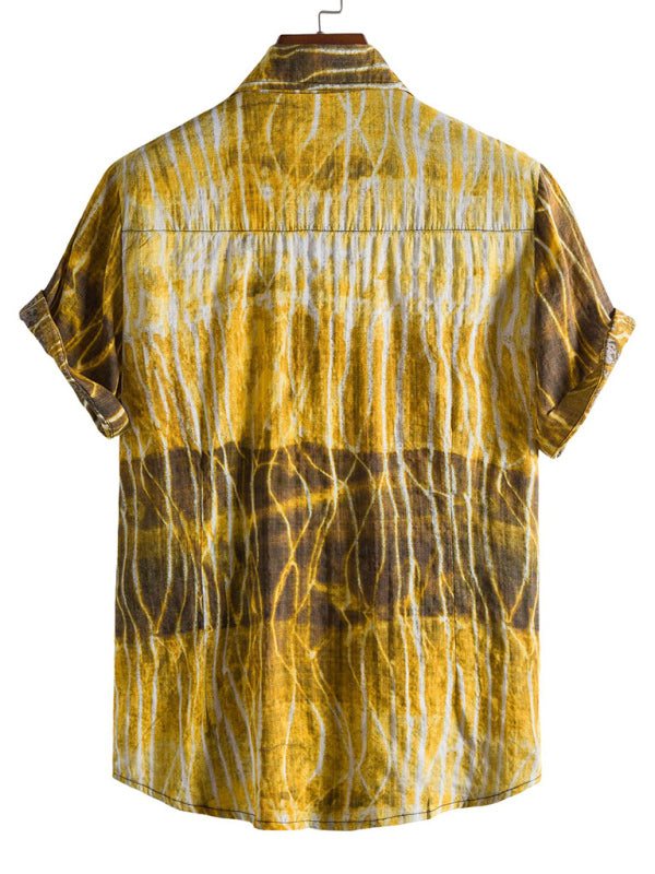 Vibrant Floral Paradise: Men's Casual Short Sleeve Summer Shirt - MENLL