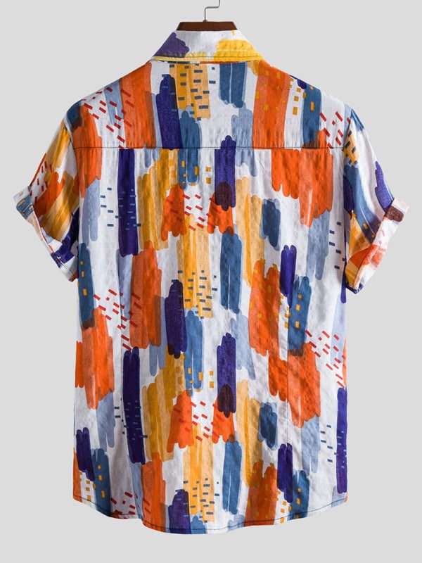 Vibrant Floral Paradise: Men's Casual Short Sleeve Summer Shirt - MENLL