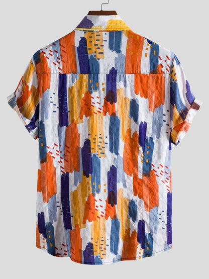 Vibrant Floral Paradise: Men's Casual Short Sleeve Summer Shirt - MENLL