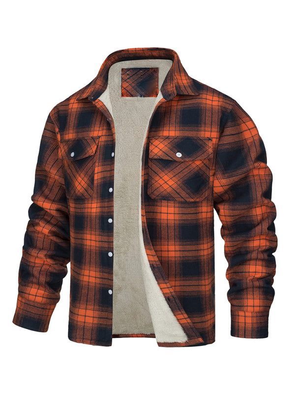 Stylish Plaid Patchwork Woven Coat with Cozy Flap Pockets - MENLL