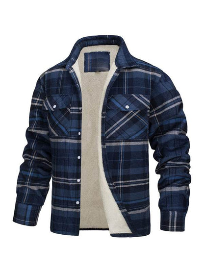Stylish Plaid Patchwork Woven Coat with Cozy Flap Pockets - MENLL