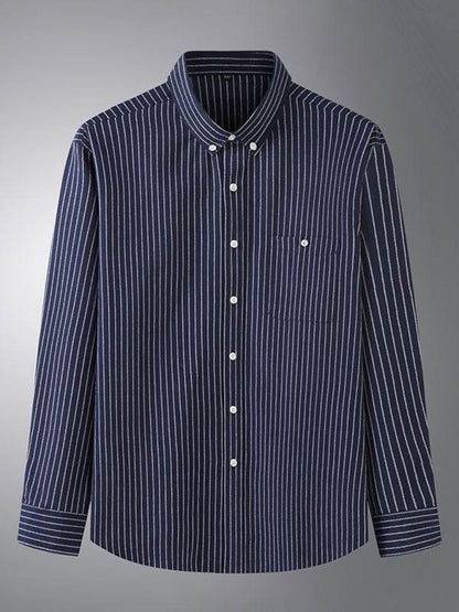 Vibrant Plus Size Men's Long Sleeve Rainbow Striped Shirt for Every Occasion