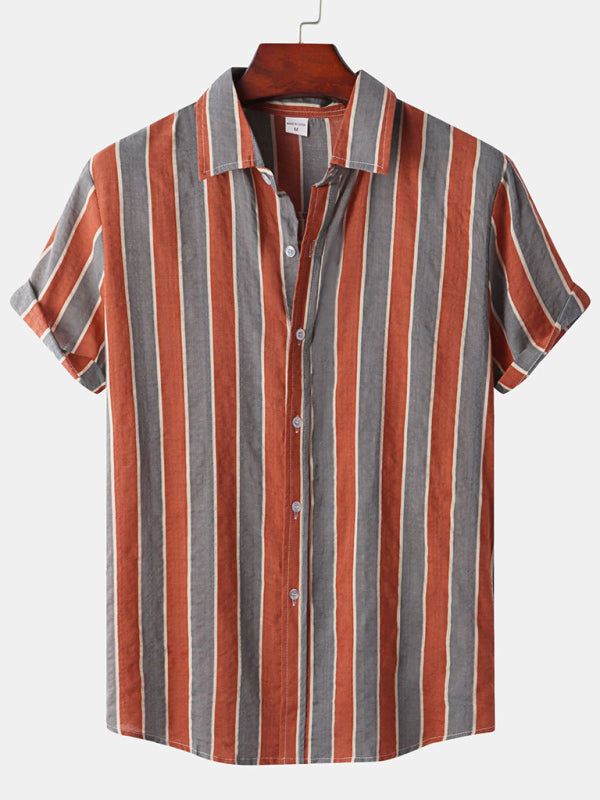 Hawaiian style men's casual beach shirt with vibrant print, lightweight and breathable fabric.