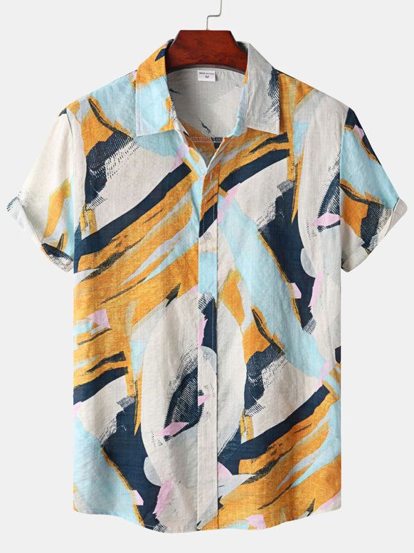 Vibrant Hawaiian Print Men's Casual Beach Shirt for Effortless Summer Style - MENLL