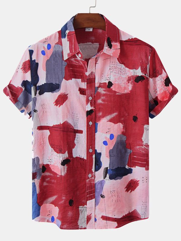 Vibrant Hawaiian Print Men's Casual Beach Shirt for Effortless Summer Style - MENLL