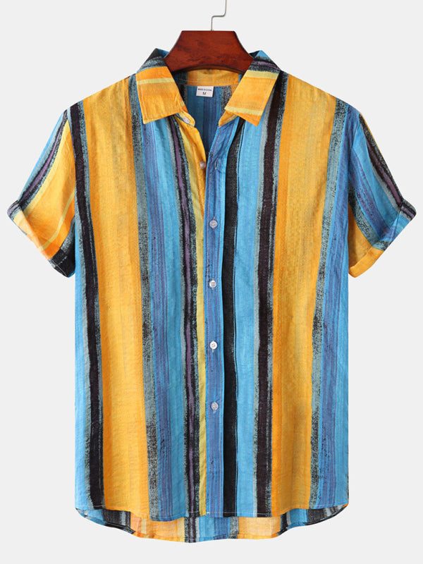 Vibrant Hawaiian Print Men's Casual Beach Shirt for Effortless Summer Style - MENLL