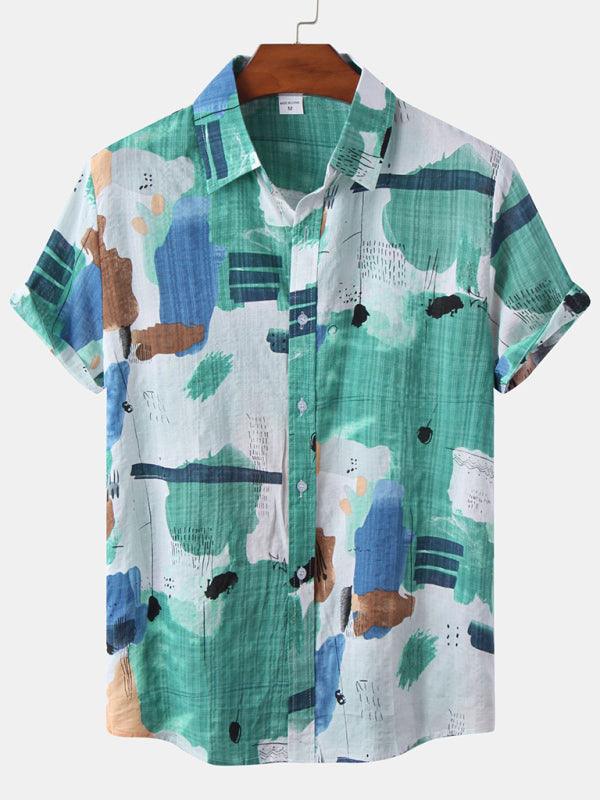 Vibrant Hawaiian Print Men's Casual Beach Shirt for Effortless Summer Style - MENLL