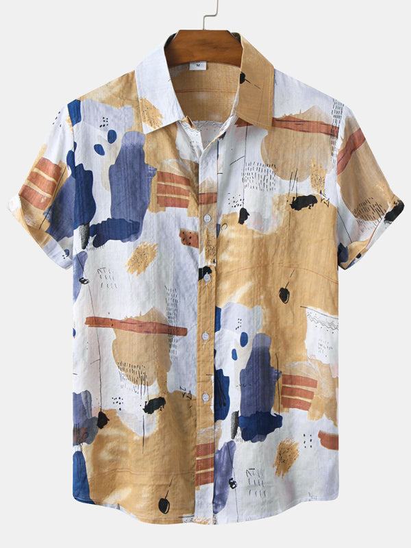 Vibrant Hawaiian Print Men's Casual Beach Shirt for Effortless Summer Style - MENLL