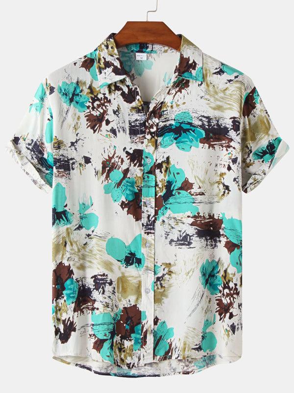 Vibrant Hawaiian Print Men's Casual Beach Shirt for Effortless Summer Style - MENLL