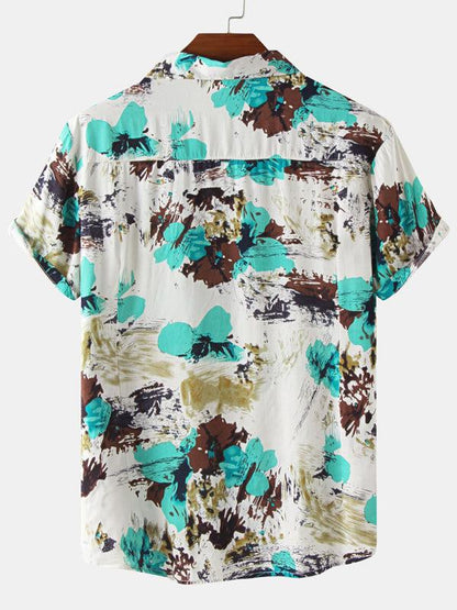 Vibrant Hawaiian Print Men's Casual Beach Shirt for Effortless Summer Style - MENLL