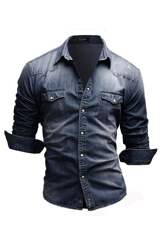 Chic Spring-Summer Men's Lapel Collar Solid Polyester Shirt - Effortless Style for Casual Days - MENLL