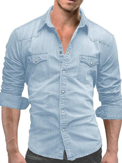 Chic Spring-Summer Men's Lapel Collar Solid Polyester Shirt - Effortless Style for Casual Days - MENLL
