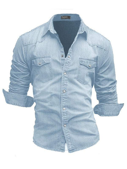 Chic Spring-Summer Men's Lapel Collar Solid Polyester Shirt - Effortless Style for Casual Days - MENLL