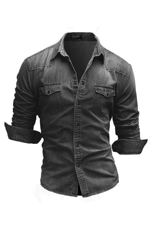 Chic Spring-Summer Men's Lapel Collar Solid Polyester Shirt - Effortless Style for Casual Days - MENLL