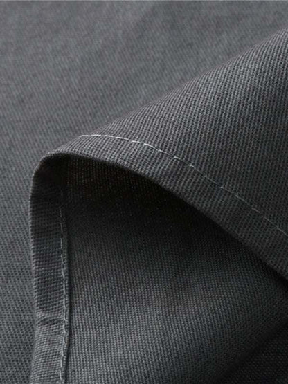 Retro-Inspired Men's Casual Long Sleeve Lace-Up Shirt with Stand Collar - Effortless Style for Every Occasion - MENLL