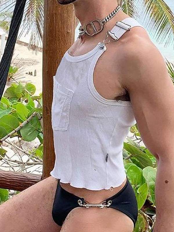 Sleek Men's Sleeveless Pocket Tank Top for Active Lifestyle