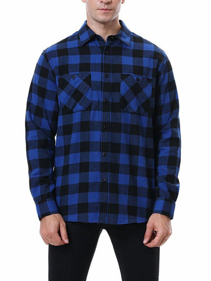 Plaid Comfort: Men's Long-Sleeved Lapel Shirt for Effortless Style - MENLL