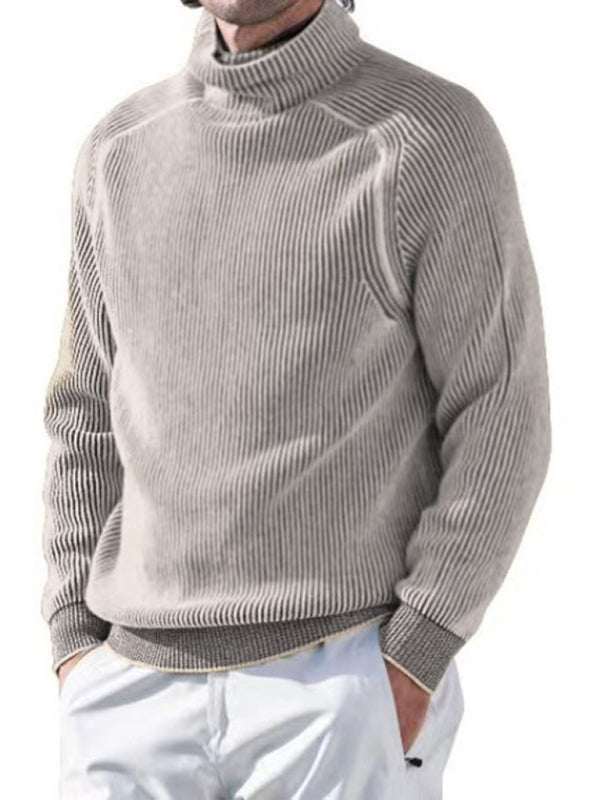 Elevate Your Style: Men's High Collar Cozy Knitted Long Sleeve Top for Effortless Casual Chic - MENLL