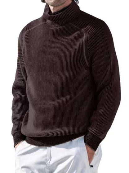 Elevate Your Style: Men's High Collar Cozy Knitted Long Sleeve Top for Effortless Casual Chic - MENLL