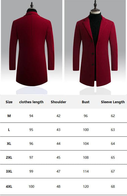 Men's Long Woolen Coat