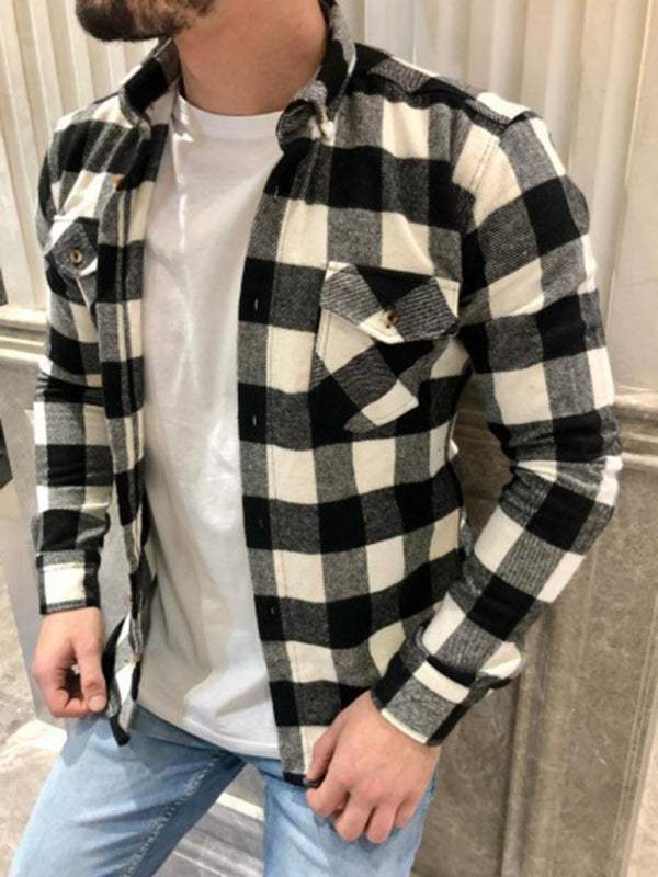 Stylish Men's Vintage Checkered Long Sleeve Shirt for Effortless Casual Chic - MENLL