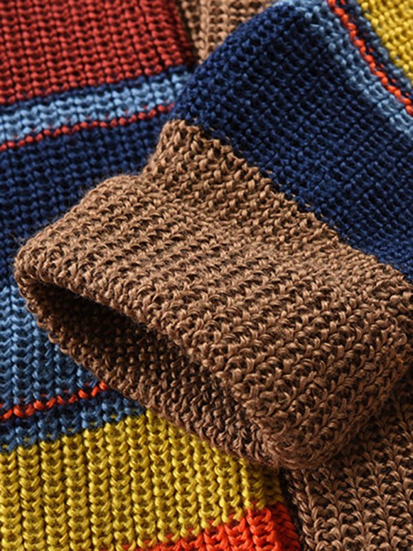 Vibrant Rainbow Striped Men's Casual Cardigan for Spring-Summer Comfort - MENLL