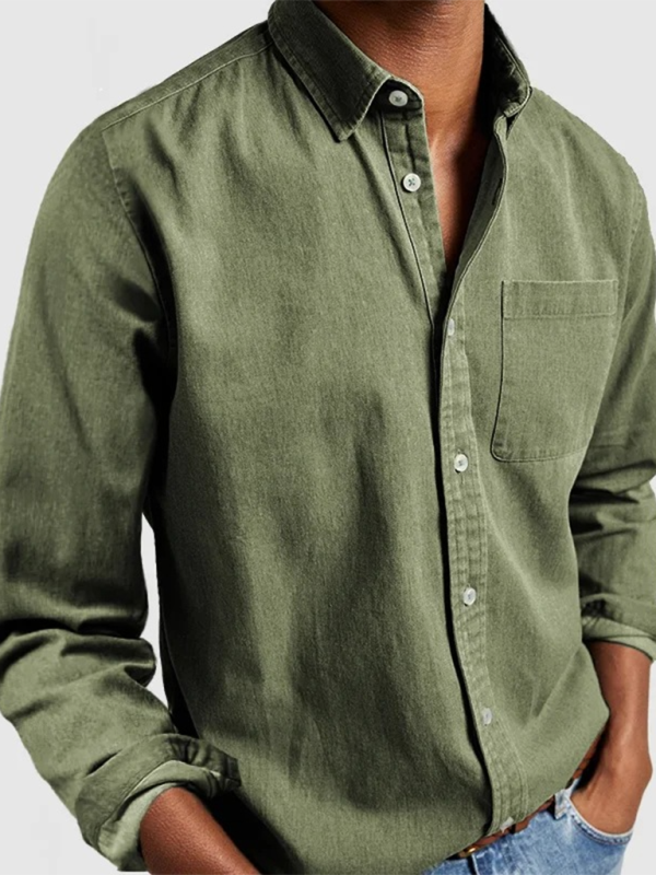 Sophisticated Autumn-Winter Lapel Men's Shirt with Welt Pocket - MENLL