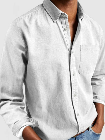 Sophisticated Autumn-Winter Lapel Men's Shirt with Welt Pocket - MENLL