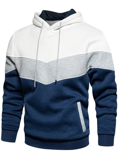 Stylish Men's Color Block Hooded Sweatshirt - Perfect for Year-Round Casual Wear - MENLL