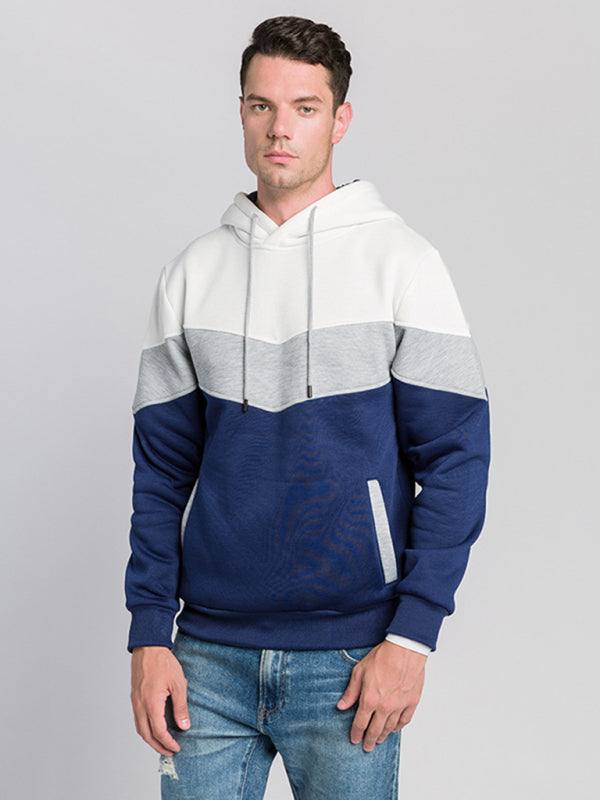 Stylish Men's Color Block Hooded Sweatshirt - Perfect for Year-Round Casual Wear - MENLL