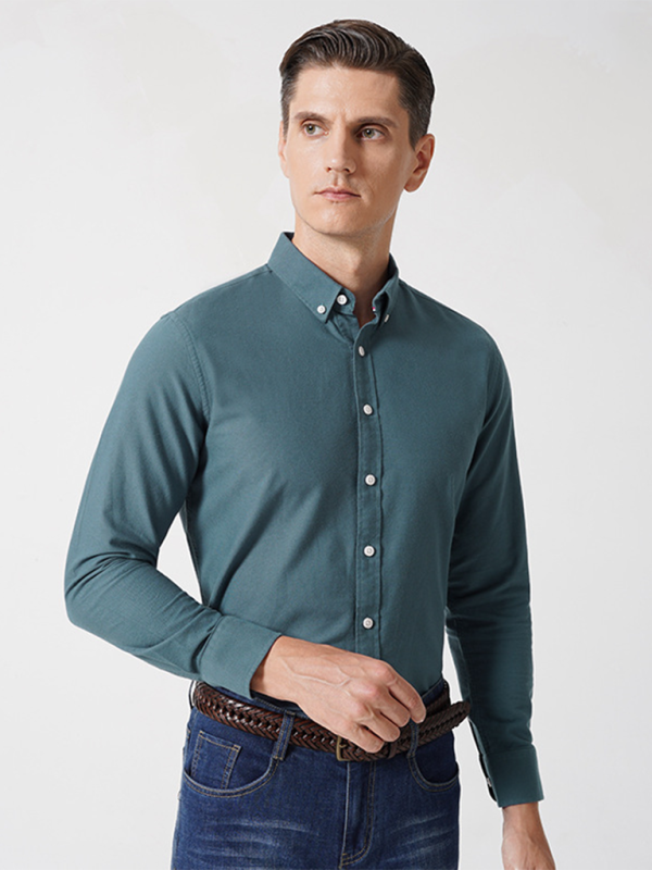 Classic Comfort: Men's Luxe Brushed Cotton Oxford Shirt - MENLL
