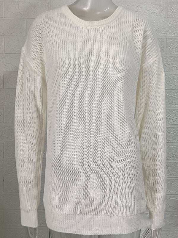 Chic Men's Solid Color Round Neck Knit Pullover Sweater for Stylish Autumn-Winter Days
