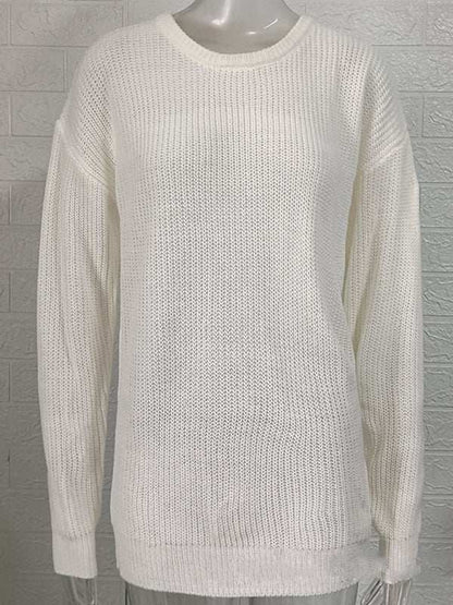Chic Men's Solid Color Round Neck Knit Pullover Sweater for Stylish Autumn-Winter Days