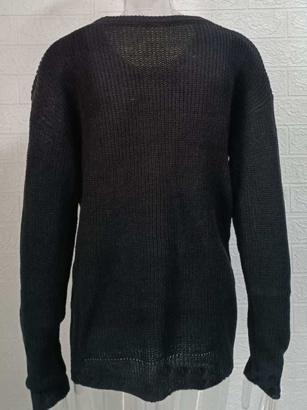 Chic Men's Solid Color Round Neck Knit Pullover Sweater for Stylish Autumn-Winter Days