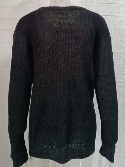 Chic Men's Solid Color Round Neck Knit Pullover Sweater for Stylish Autumn-Winter Days