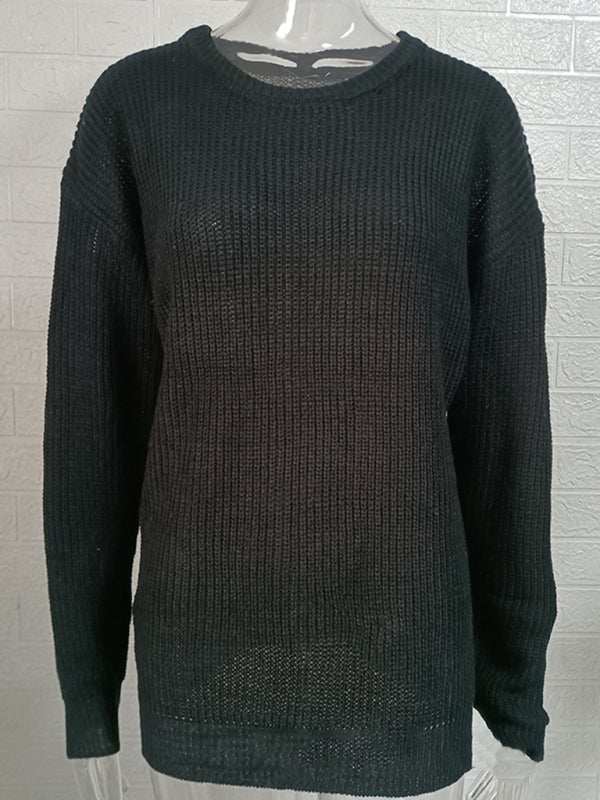 Chic Men's Solid Color Round Neck Knit Pullover Sweater for Stylish Autumn-Winter Days