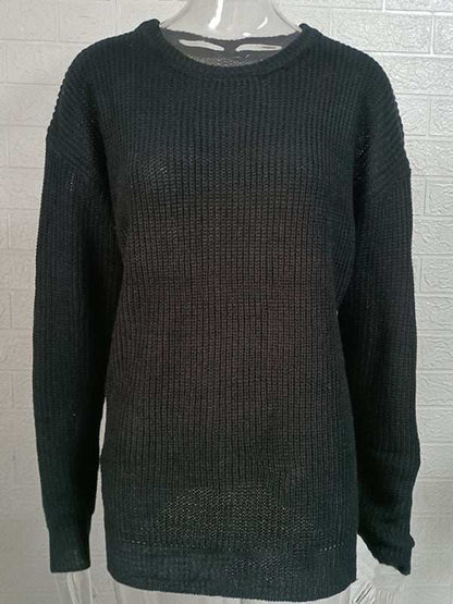 Chic Men's Solid Color Round Neck Knit Pullover Sweater for Stylish Autumn-Winter Days