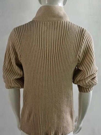 Cozy Cable Knit Shawl Collar Pullover Sweater for Men - MENLL