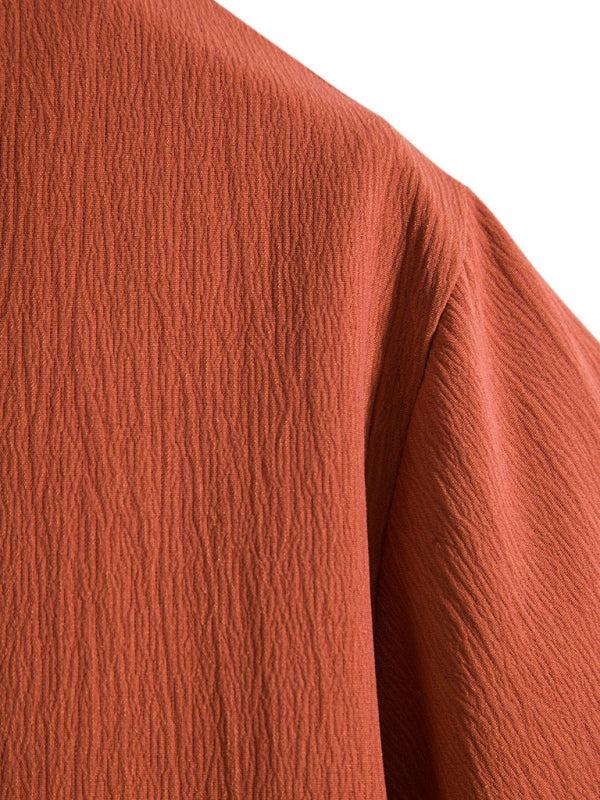Effortlessly Stylish Men's Short Sleeve Casual Button-Up Shirt in Soft Cotton-Linen Blend - MENLL