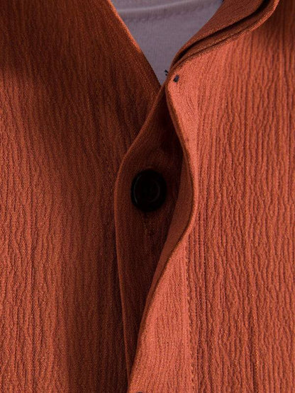 Effortlessly Stylish Men's Short Sleeve Casual Button-Up Shirt in Soft Cotton-Linen Blend - MENLL